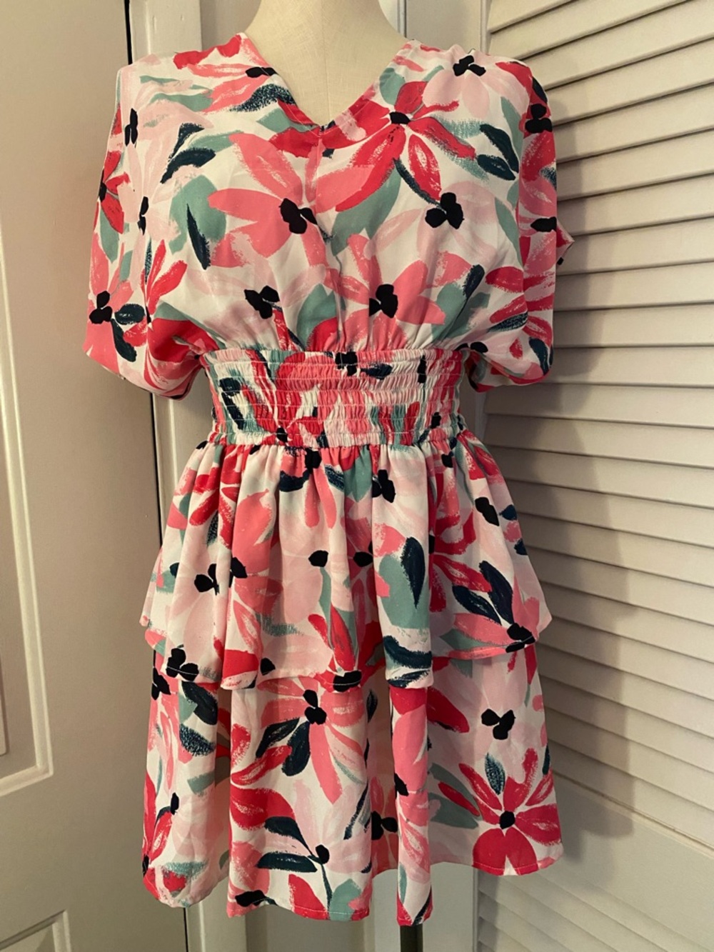 L Love Multi-Color Abstract Brushstroke Print Party Dress- Size Small